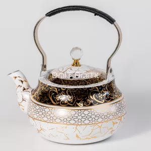 White and gold Arabic calligraphy tea pot 1.5L SK-3397